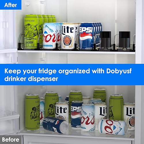 Miniatura 6 de Organizador de bebidas para nevera, organizador de latas de refrescos con dispensador ajustable de refrescos autoempujables para refrigerador (6