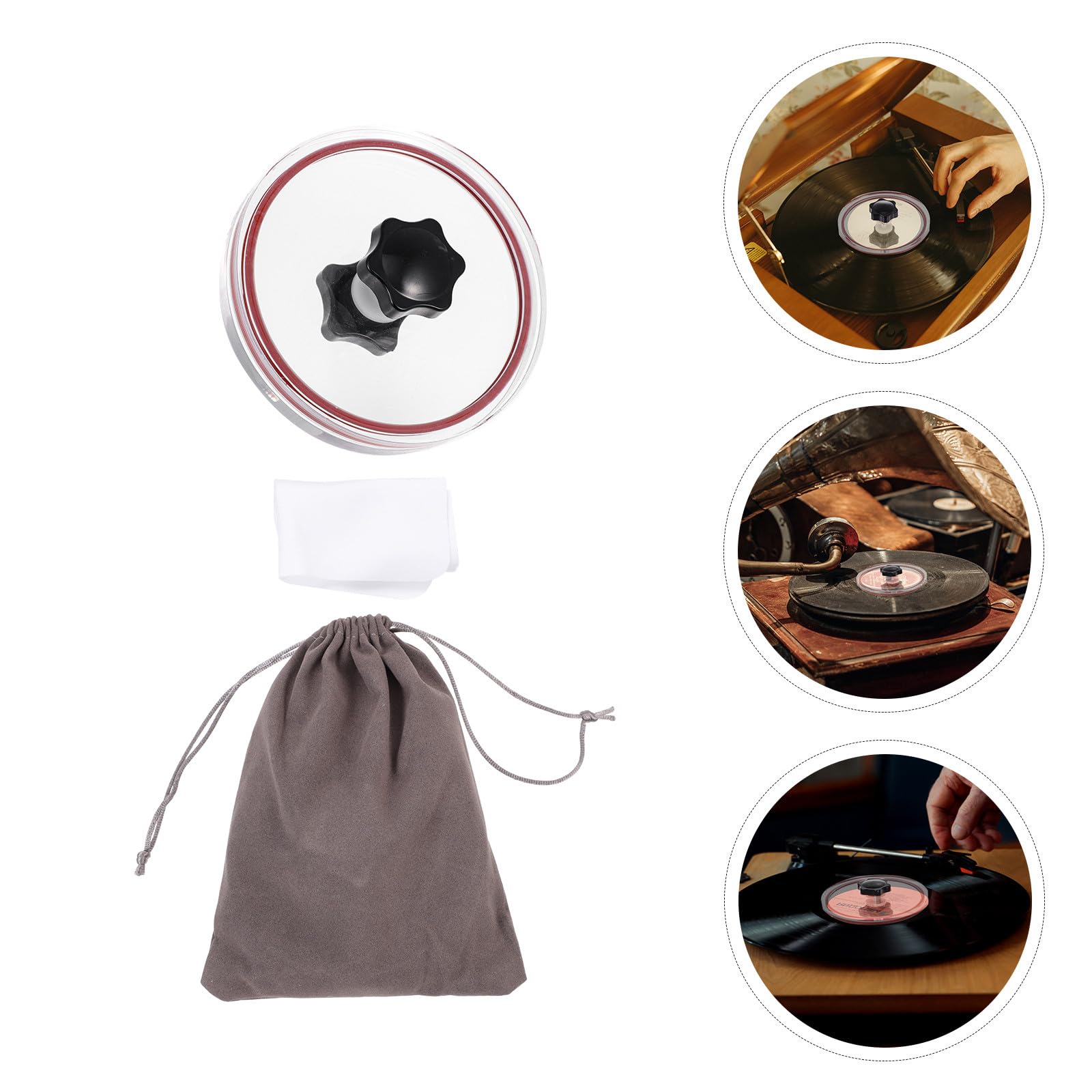 Vinyl Schallplatten Etikettenschutz mit Silikongriff und Acrylclip Tasche und Wischer für Sicheren Halt und Schallplattenreinigungsschutz