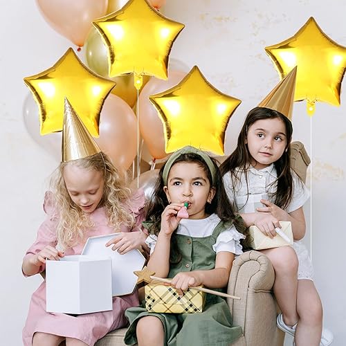 Miniatura 6 de BOXOB 10 globos de aluminio dorados en forma de estrella, 18 pulgadas, decoración de boda y fiesta de cumpleaños