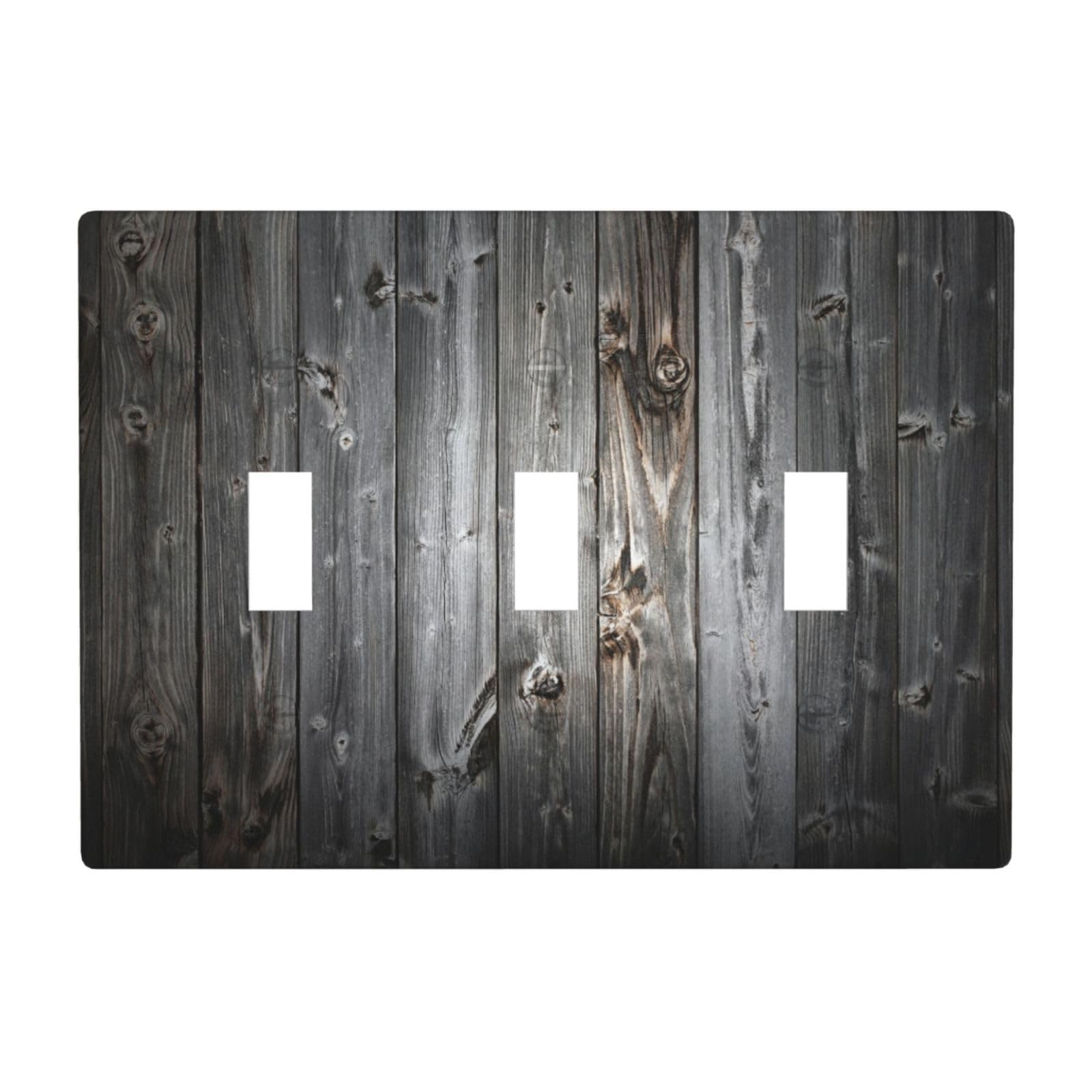 Grey Wood Print Triple Toggle Light Switch Cover Decorative Wall Plate 3 Gang for Girls Room Bedroom Decor Three Lightswitch Design