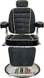 Cadeira Hidraulica Reclinavel de Barbeiro Valentina (Preto Croco/Dourado)