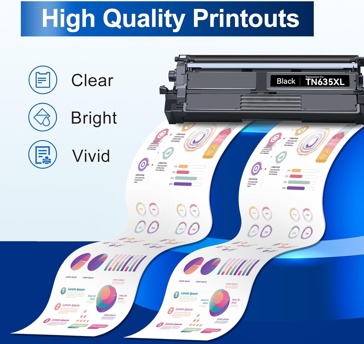 InkNI Compatible Toner Cartridge Replacement for Brother TN635XL TN635 XL TN-635XL Black Toner for MFC-L8930CDW MFC-L8730CDW HL-L8430CDW HL-L8430CDWT HL-L8570CDW MFC-L8970CDW MFC-EX575 Printer 2 Pack