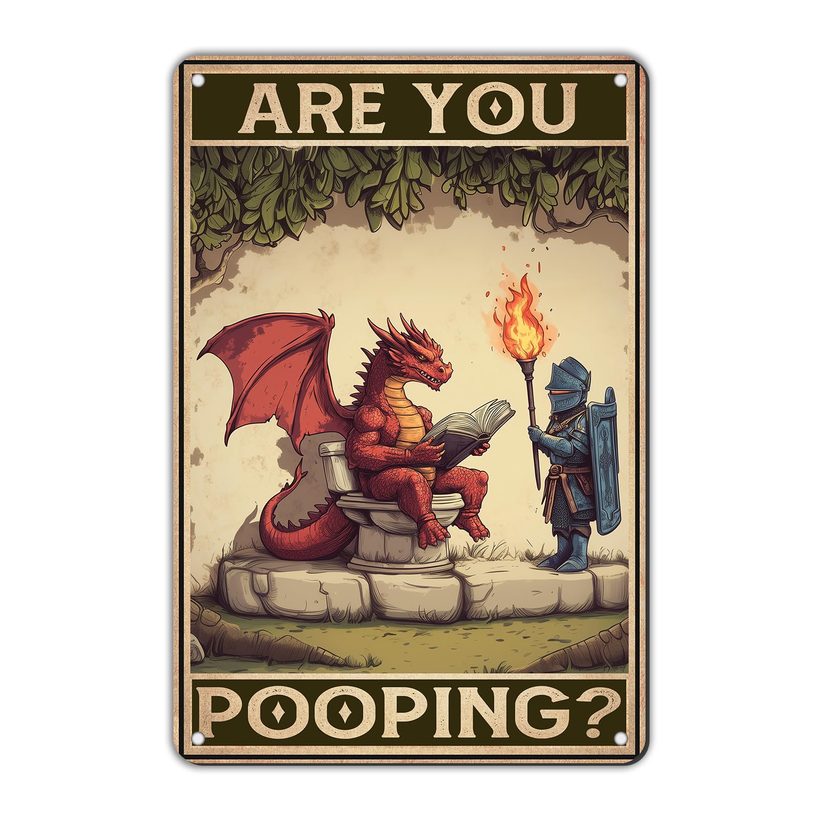 Anceky Are You Pooping Dragon Tin Sign Vintage Metal Tin Signs Wall Decor for Living Room Backyard Garden Garage Bar 12×16 Inch