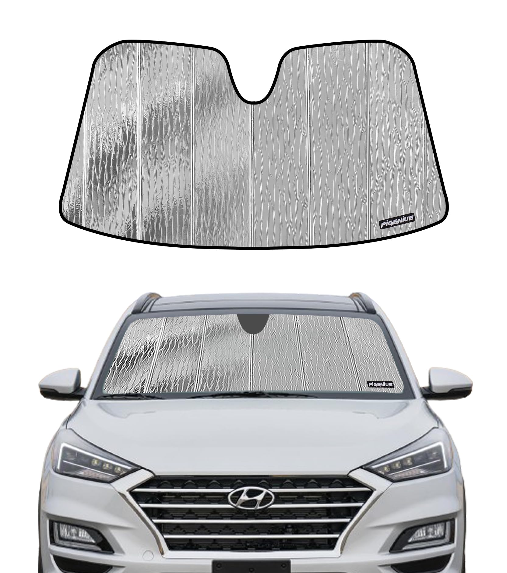 pigenius windshield sun shade for 2019-2021 hyundai tucson, automotive interior sun protection - premium folding sunshade