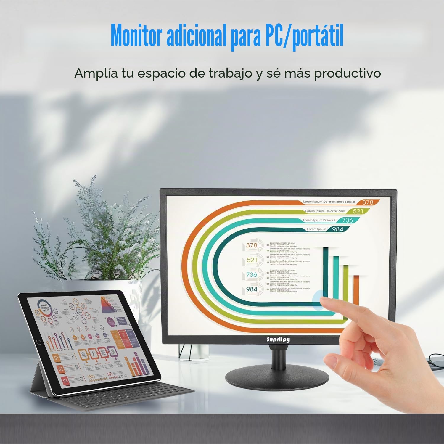 Monitor de pantalla táctil de 19 pulgadas 1440 x 900, compatible con HDMI, VGA, AV, USB, BNC, monitor táctil TFT LED capacitivo de 10 puntos para laptop, PC, Xbox, PS5/PS4, Switch POS