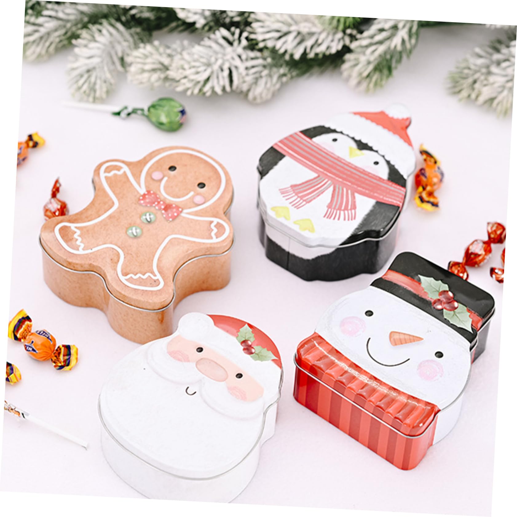 Anneome Boîtes à Biscuits En Fer-blanc 4 Pièces Coffrets Présents Assortis Noël Solide Lisse Capacité Moyenne Pour Bonbons Et Biscuits Fêtes Hivernales Famille Amis