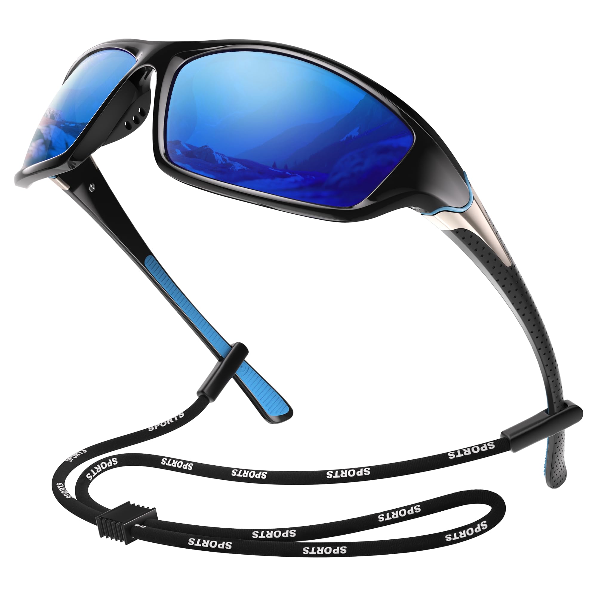 Polarized Sports Sunglasses, Wrap Around Mens Sunglasses UV Protection, Cycling Fishing Driving Running Sun Glasses