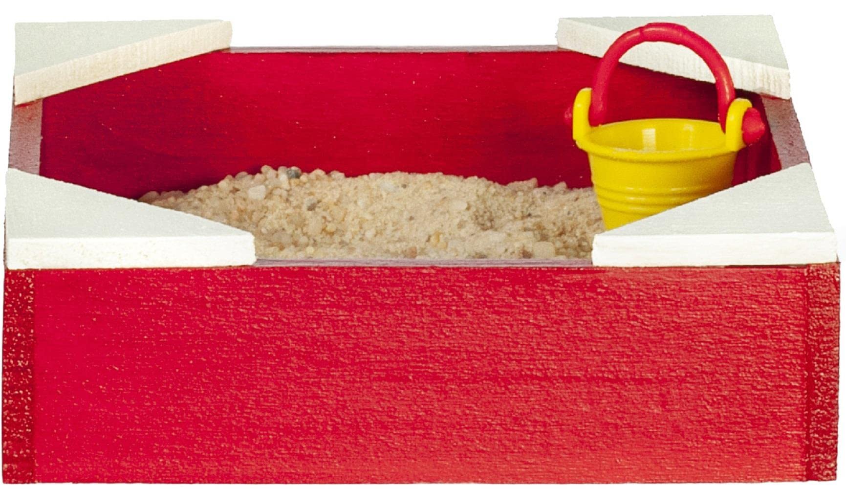 Dolls House Red Sand Pit Sandbox with Bucket Miniature Garden Accessory 1:12