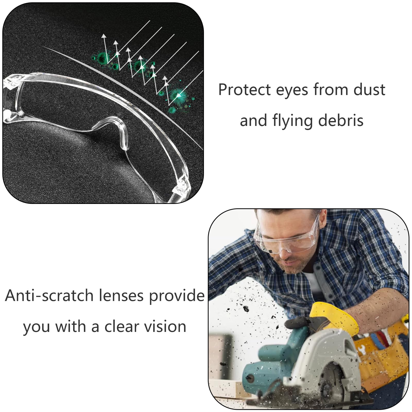 Clear Safety Goggles Protective Glasses Anti-Fog Anti-Scratch Wrap-Around Eye Protection Goggles Side Shields for Work DIY - Image 3