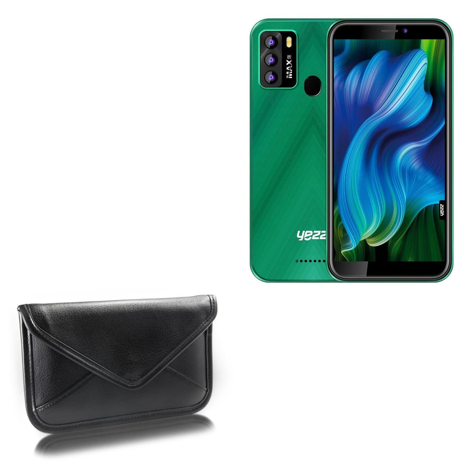 BoxWave Case Compatible with Yezz Max 3 - Elite Leather Messenger Pouch, Synthetic Leather Cover Case Envelope Design - Jet Black