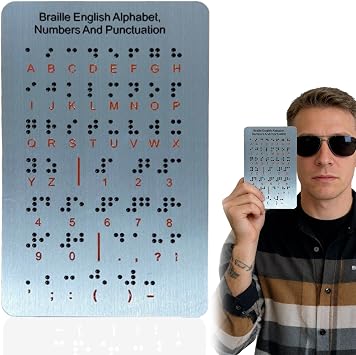 Braille Alphabet Board,Braille Alphabet & Number Board with Raised Dots Numbers & Punctuation Learning Letter Fingerboard for Beginners Teaching Aid Blind Adults Children