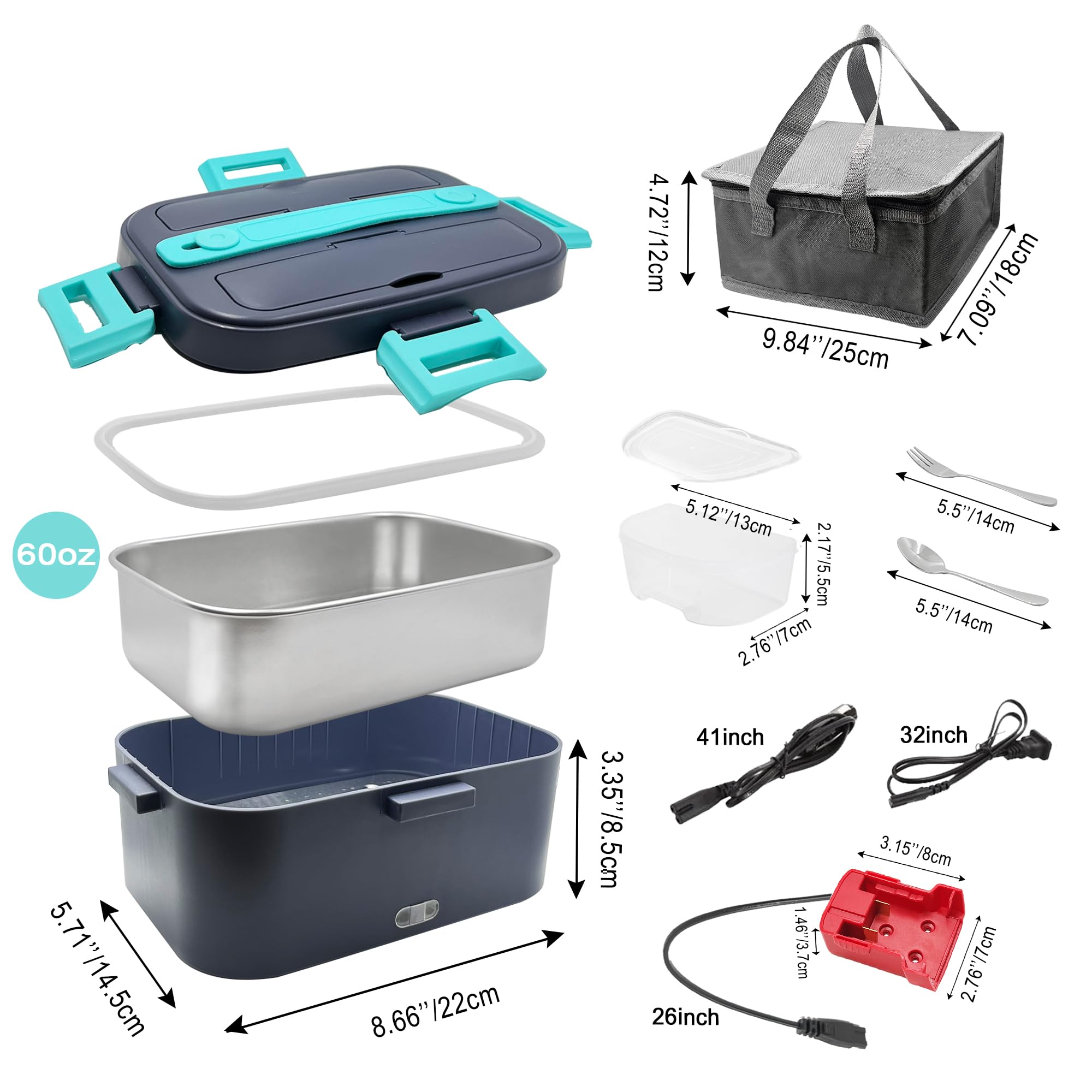 YTZXing Electric Lunch Box For Adults Food Heater for Milwaukee