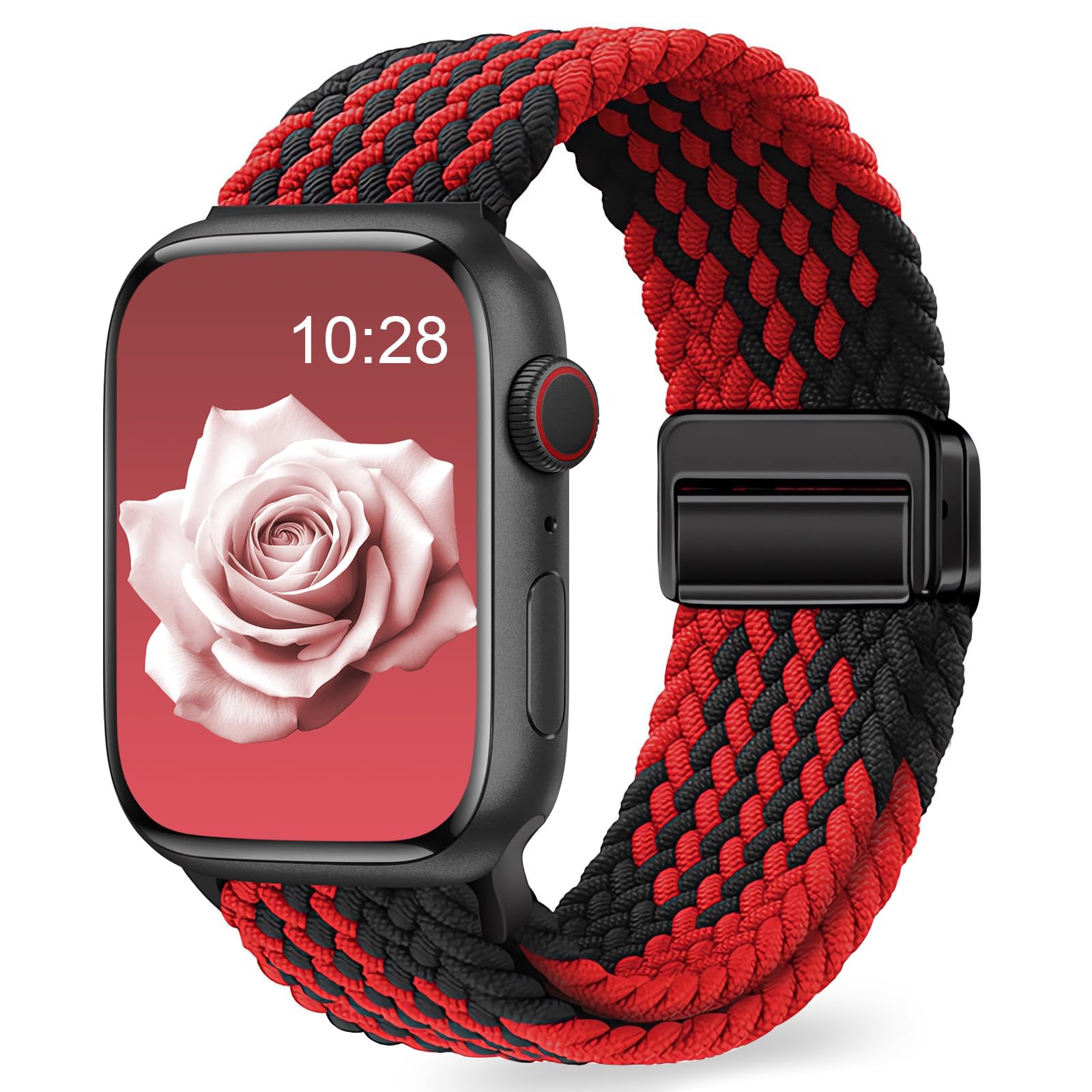 EVIE BAND Braided Stretchy Loop with Magnetic Clasp Compatible with Apple Watch Band for Women Men 38mm 40mm 41mm 42mm 44mm 45mm 49mm, Sport Nylon