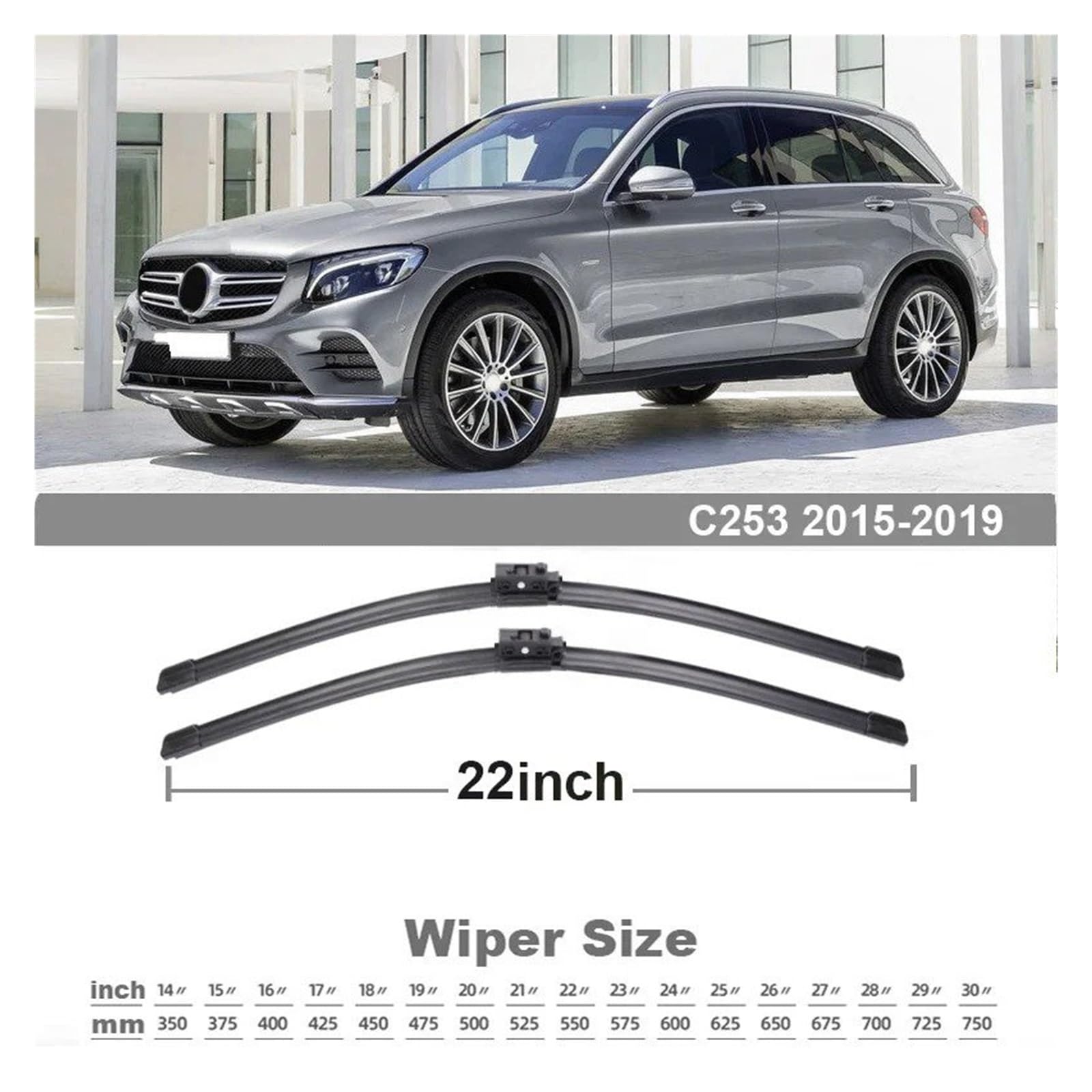 Zestaw wycieraczek Pasuje do GLC-Class X253 C253 2015-2019 220d 250 300 43 63S 22" +12" 3 szt. piór wycieraczek samochodowych Części samochodowe