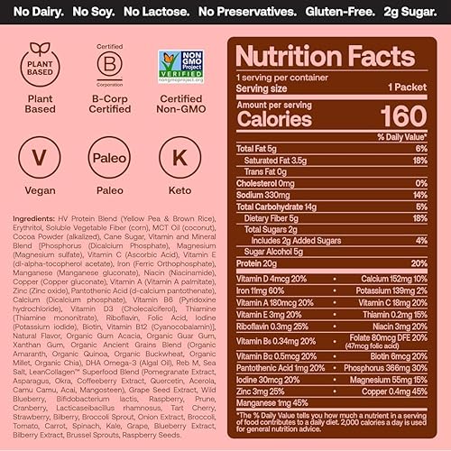 Miniatura 31 de Happy Viking Proteína de fresa + superalimentos en polvo, creado por Venus Williams, 0.71 oz de proteína, bajo en carbohidratos, ceto, vegano, sin