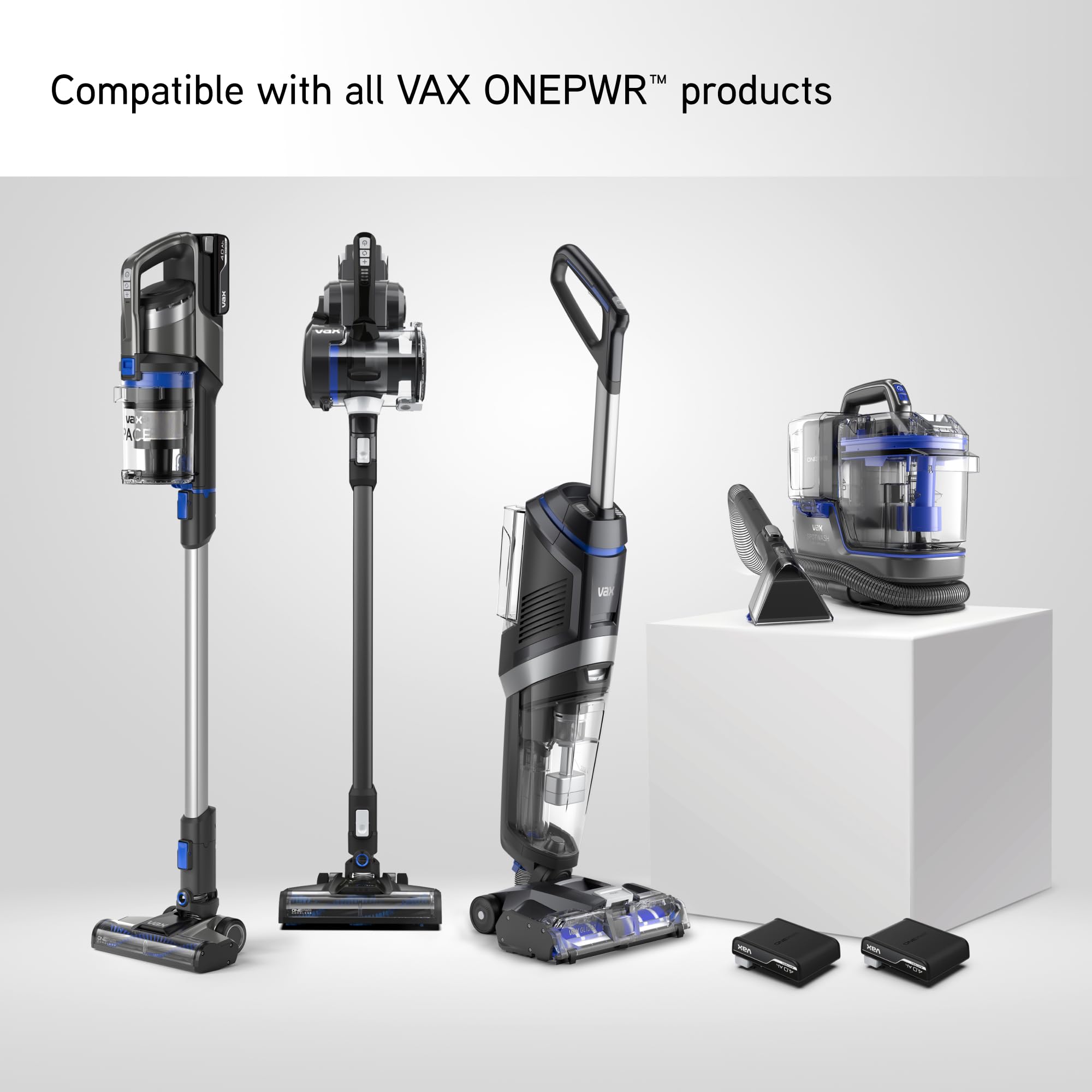 VAX ONEPWR™ - Batería Dual de 4.0 Ah + Kit de Cargador de Doble bahía, Piezas Originales de Vax de Carga rápida, garantía de 3 años