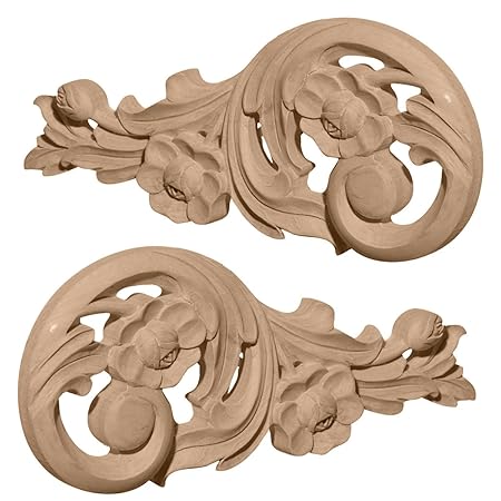 Ekena Millwork ONL09X04X01SPAL Each Side Medium Springtime Scrolls Pair, 9 3/4-Inch x 4 3/4-Inch x 3/4-Inch, Alder