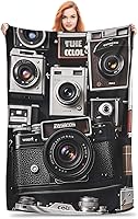 Vista 8 de Retro Cool Camera Collection Throw Blankets Flannel Blanket Warm Cozy Bed Blanket Lightweight Soft Blankets for Couch Sofa Bed Chair Home Decor