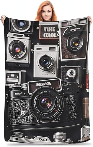 Miniatura 8 de Retro Cool Camera Collection Throw Blankets Flannel Blanket Warm Cozy Bed Blanket Lightweight Soft Blankets for Couch Sofa Bed Chair Home Decor