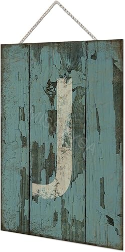 Vista 175 de Letrero colgante de madera con letra A, letrero de madera, decoración del hogar, 26 letras del alfabeto de metal, placa de madera, decoración