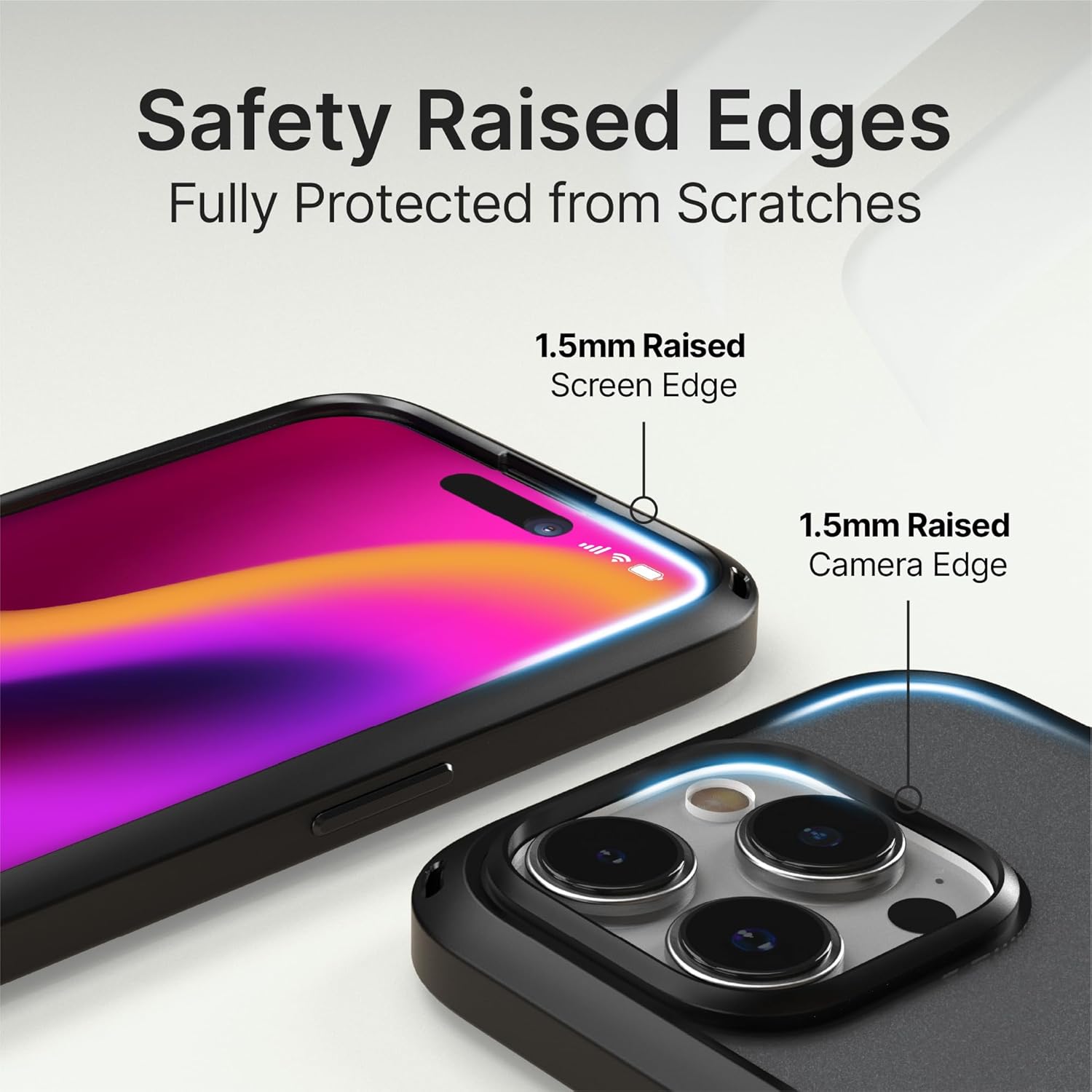 Catalyst Influence Case for iPhone 15 Pro, 2.5X Higher Drop Proof, Non-Slip Frosted Edges and Crystal Clear Back, Raised Edges Protection, 30% Louder Forward Audio, Lanyard Included- Midnight Black