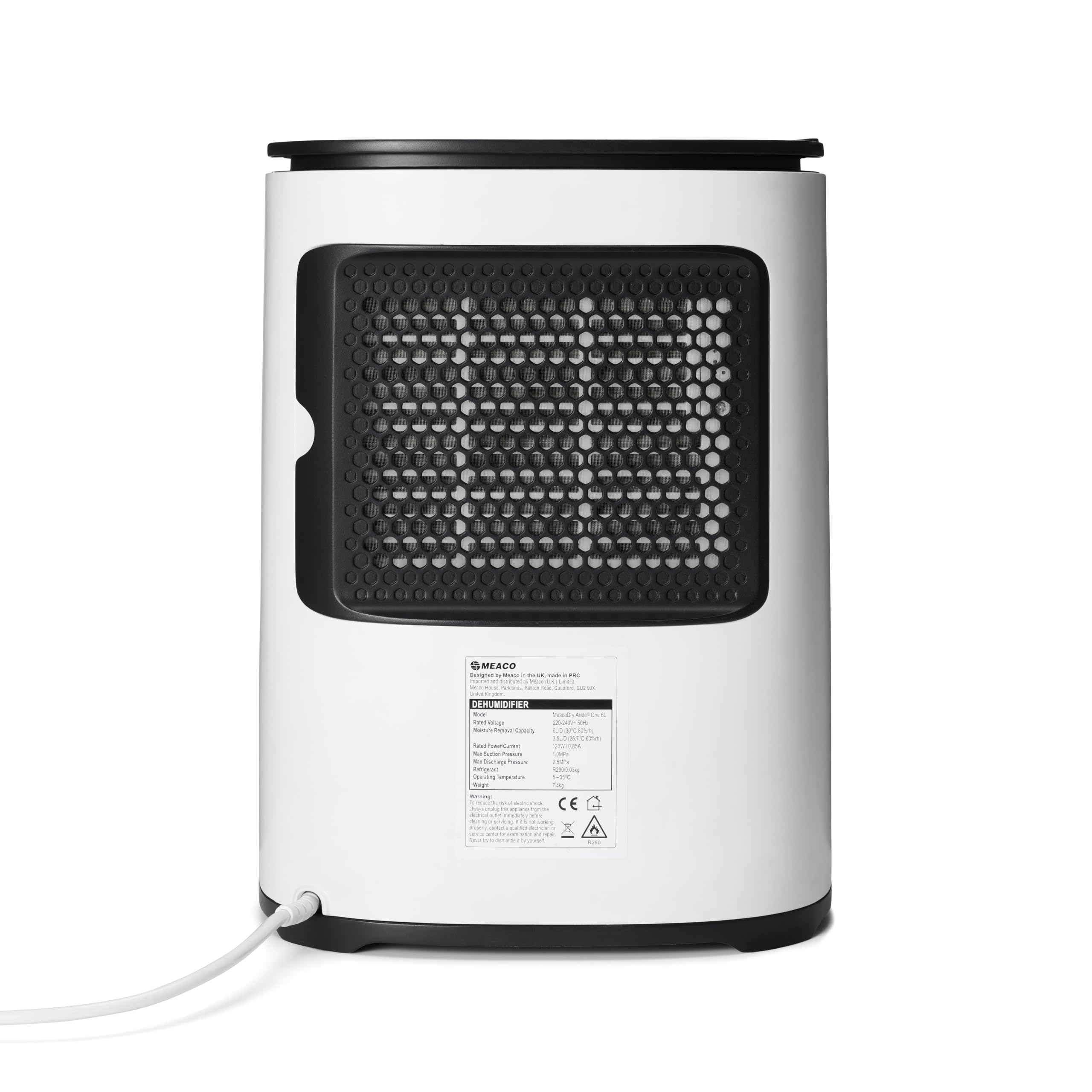 Déshumidificateur Meaco Arete One 6L avec purificateur d’air, silencieux 32 dB, basse consommation, mode nuit et séchage du linge, réservoir 1,8 L, noir
