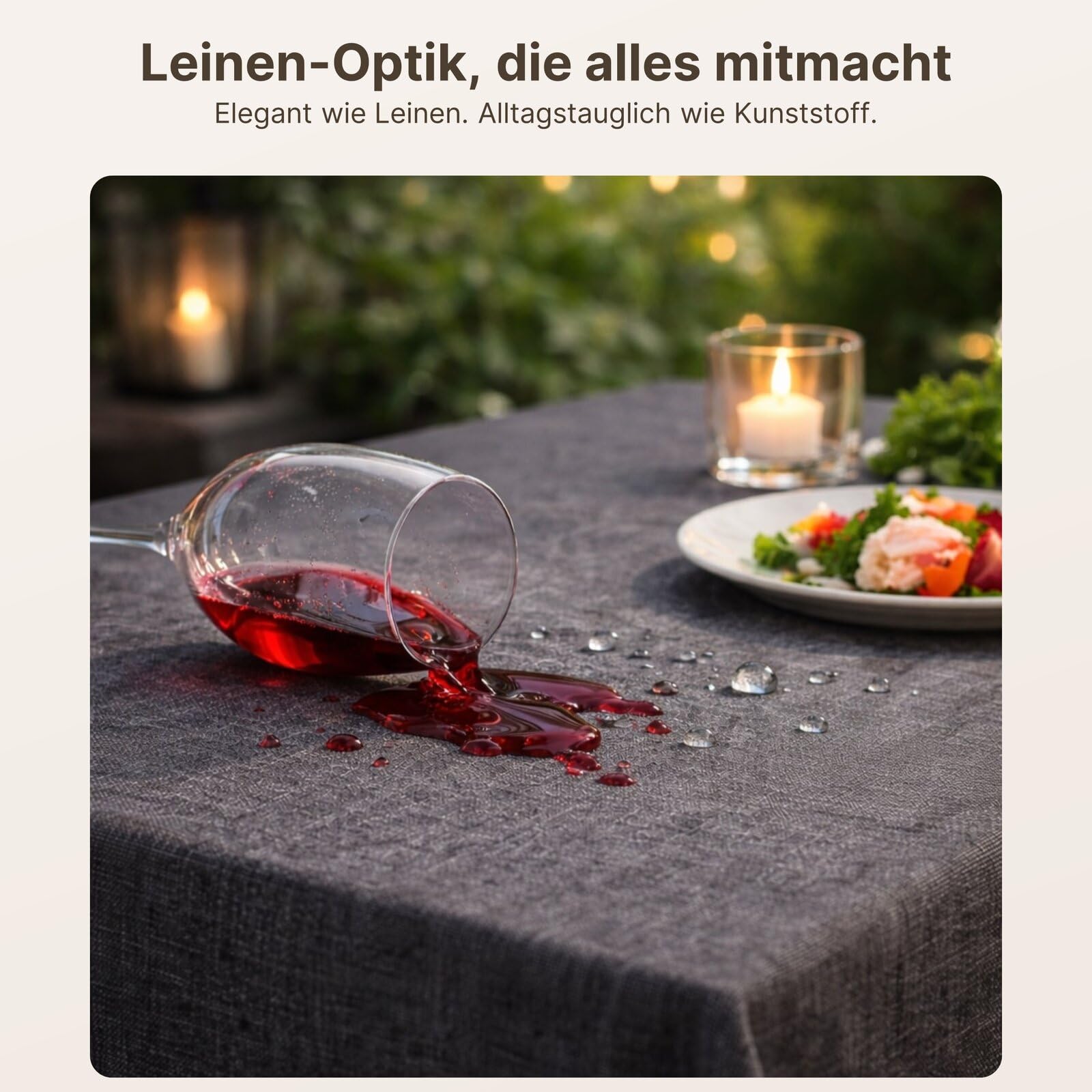 Textil Tischdecke Leinen-Optik 160x360cm eckig mit Fleck-Schutz Weiss *Tafeltuch* Farbe wählbar