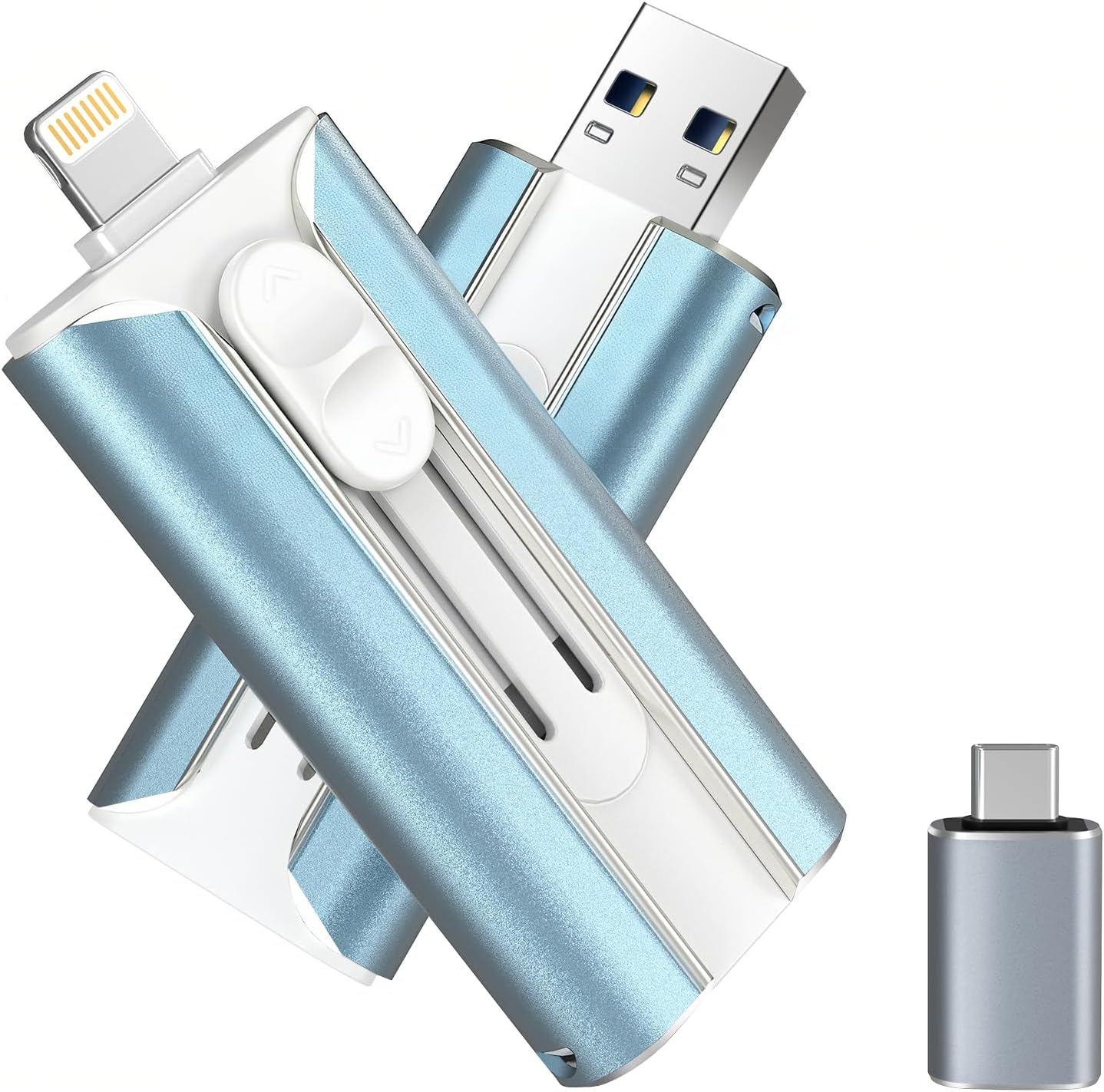 MFI Certified 512GB Flash Drive for iPhone&iPad&Android&Pc, Photo Stick USB Stick Memory Stick Photo/Video Storage Jump Drive Pendrive Photo Saver External Flash Drive (Available Space: ~484gb),Blue