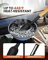 Vista 5 de Silicone Spatula Spoon Set, Great for Mixing, Folding, Scraping, and Spreading, Sturdy BPA-Free Matte Silicone, Wooden Handle Rubber Spoonula for