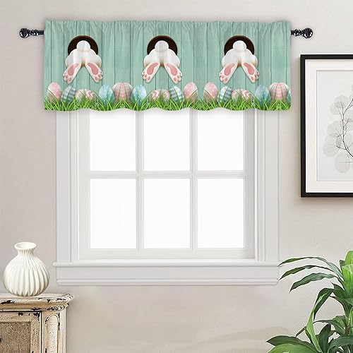 Miniatura 5 de Cortinas de trébol de gnomo trébol, cenefas de ventana del día de San Patricio, cortinas cortas con bolsillo para barra, paneles de cortina cortos,