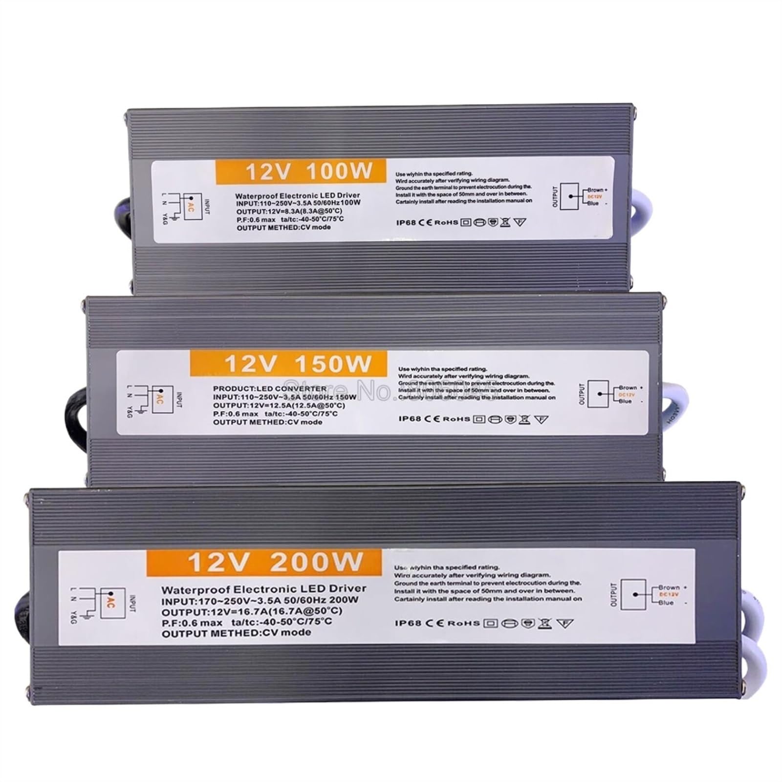 Transformateur d'éclairage étanche IP67, ac 110V 220V à DC 12V 24V, alimentation LED Swicth 10W 20W 50W 60W 80W 100W 200W 400W(220V,24V_120W)