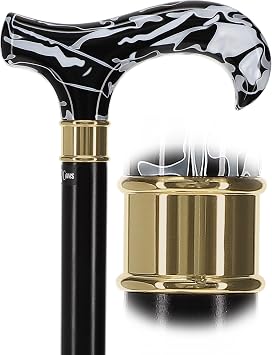 Extra Long Super Strong Walking Cane Derby Handle Durable Beech Wood Shaft with Brass Elegant Collar Cane for Men and Women