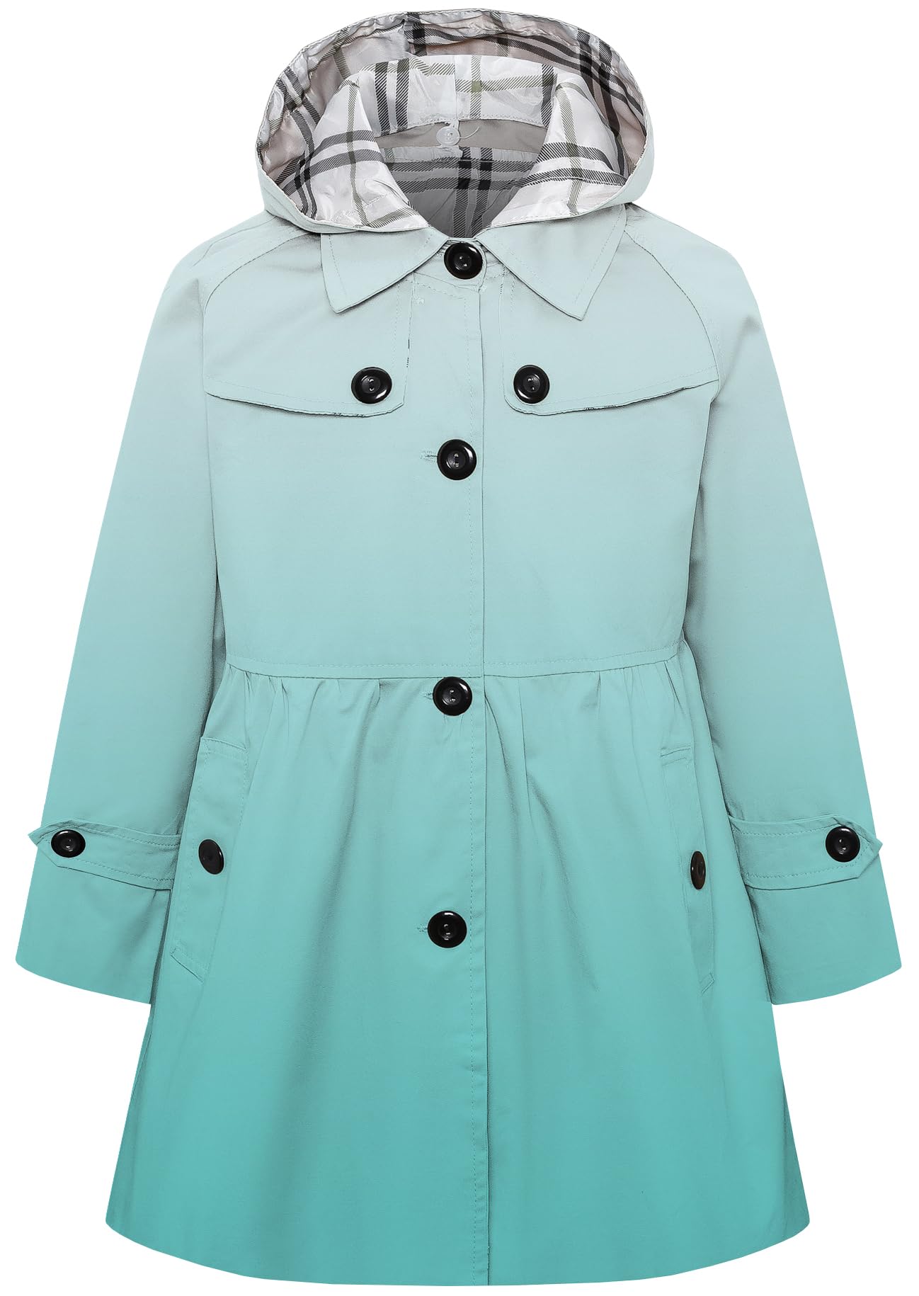 Betusline Girl's Single Breasted Trench Coat Hooded Dress Coat Outerwear