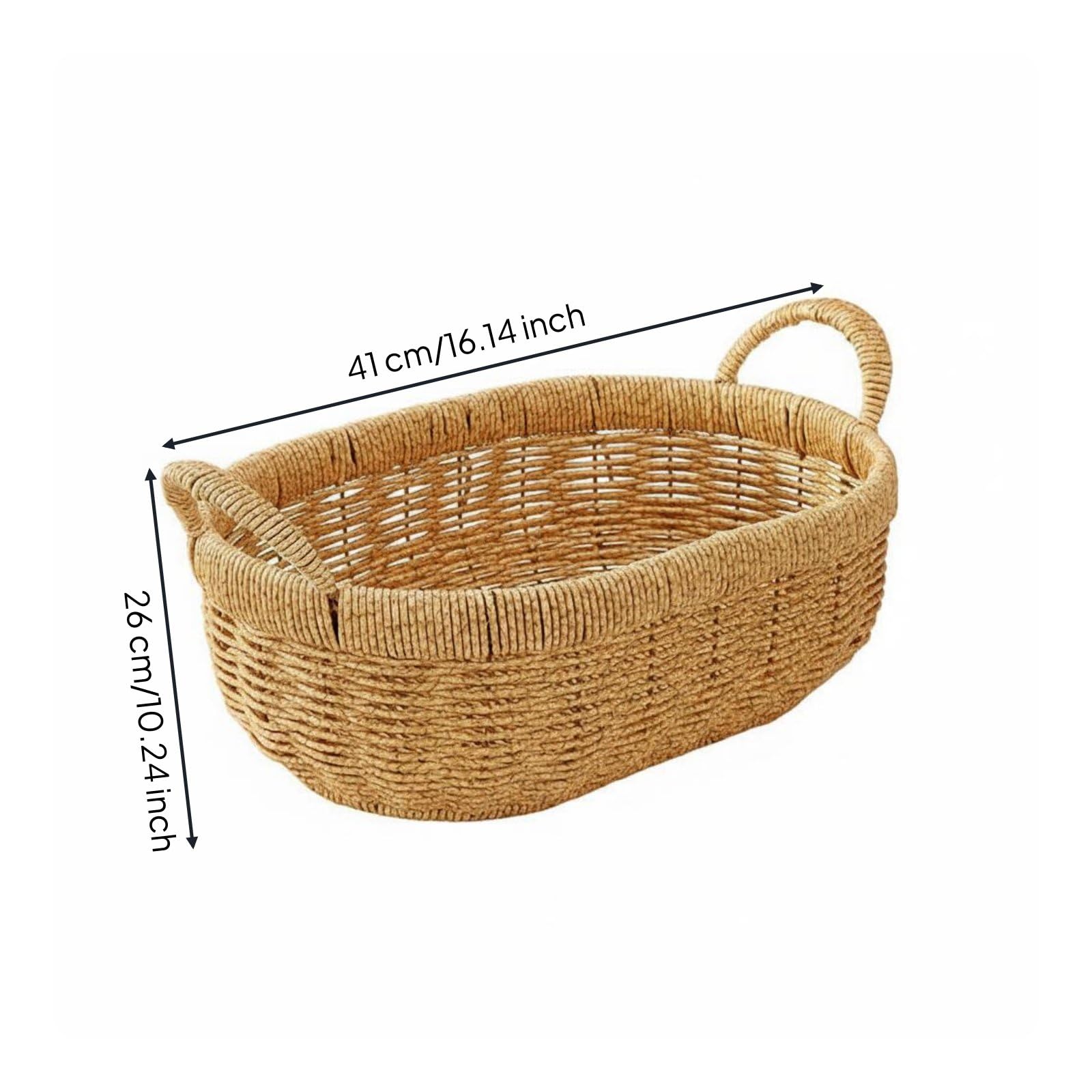 Panier Industriel Panier Ovale Tressé, size to 1, Ovale Avec Poignées, Motif Floral Jaune