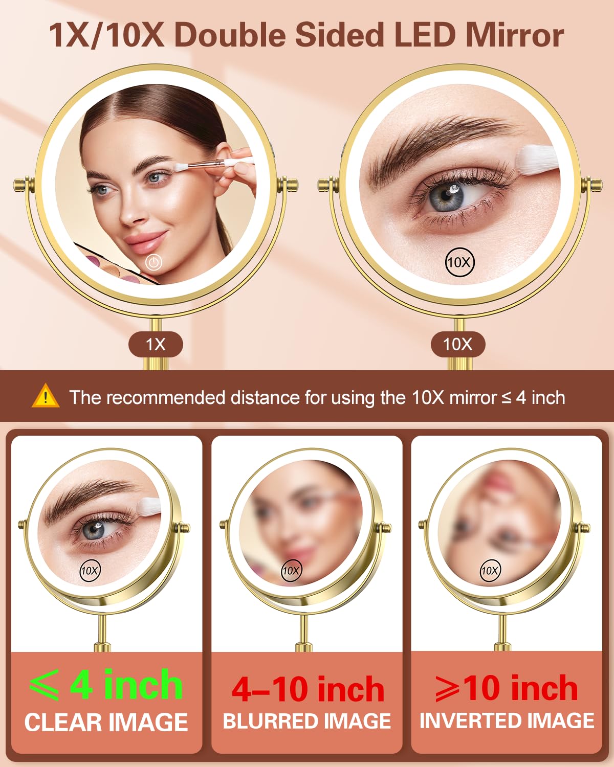 Benbilry 7-Inch LED Makeup Mirror with 10X Magnification