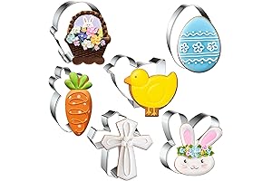 6PCS Easter Cookie Cutter Set, Holiday Cookie Cutter Easter Shapes for Baking-Bunny,...