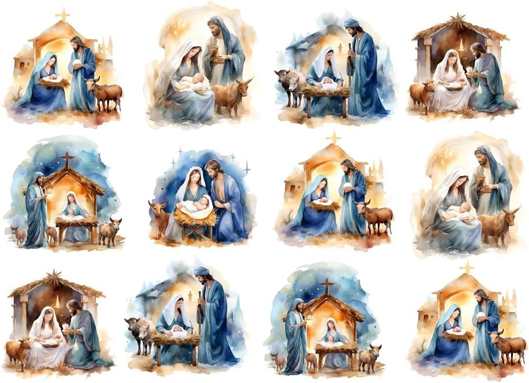 Amazon.com: Rice Paper for Decoupage, Nativity Scene Christmas Design ...