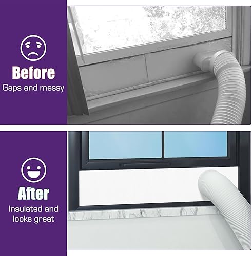 Miniatura 5 de Mxclimate Placa de sellado de ventana Panel de espuma para aire acondicionado portátil, buen sellado de paneles laterales de CA Kit de ventana para