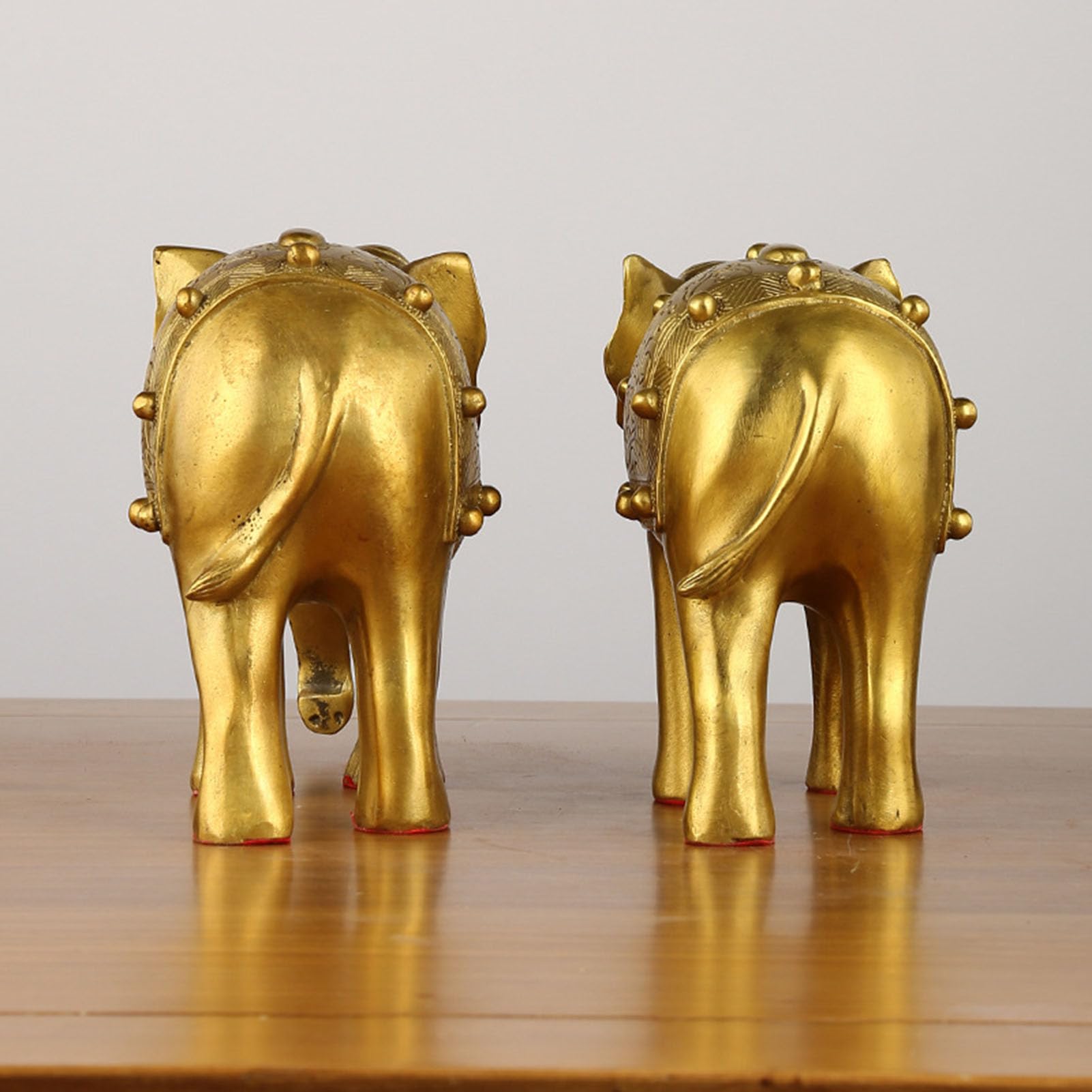 Szczęśliwy słoń Para posągów, wyjątkowa figurka Feng Shui Home Decor | Dekoracja słonia, ozdoba do salonu, półka na stół i dodatki biurowe, mosiądz do przyciągania bogactwa
