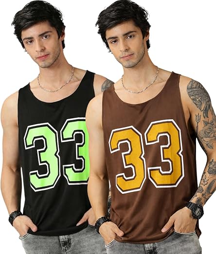 Diversify Men's Cotton Sleeveless Regular Fit Printed Combo T-Shirt Pack of 3