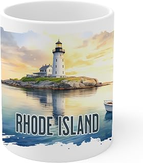 No Thorns Media Rhode Island State Ceramic Coffee Mug 11 oz White