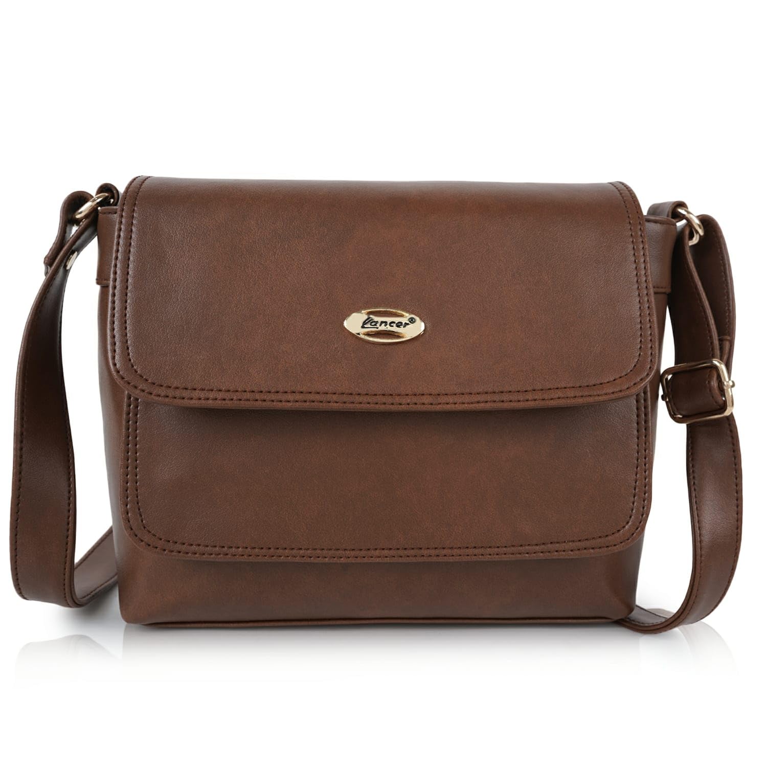 LANCER PU Leather Sling Bag for Women with Adjustable Strap & Zip Closure | Water-resistant Casual Crossbody Bag for Girls for Everyday Use, Parties, College (Brown) (B0D1416FM6) Amazon Price History, Amazon Price Tracker
