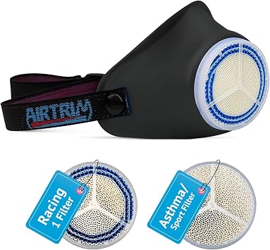 Cold-Weather Breathing Mask for Athletes & Cold-Air-Sensitive Users Warms & Humidifies Inhaled Air Includes 1 Asthma/Sport + 1 Racing #1 Filter