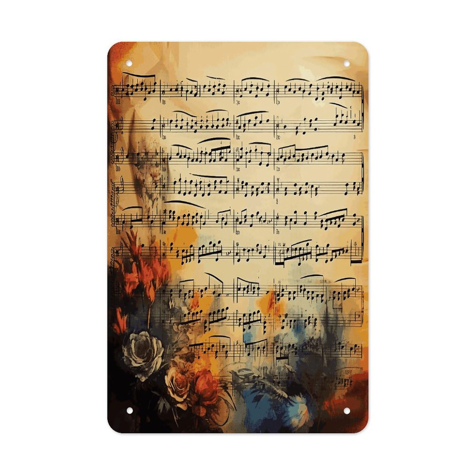 LDGSUPH Vintage Music Note Wall Art Prints Folded Edge Iron Sheet Painting with Holes for Wall Prints Decorative Picture Metal Signboard Decor Painting for Outdoor Indoor Wall Decor