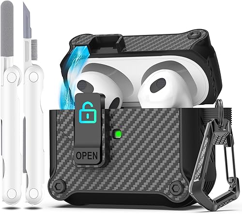 R-fun Funda de carga para AirPods de 3ª generación 2021, protección completa contra caídas, diseño de tapa desplegable automática para Apple Airpod