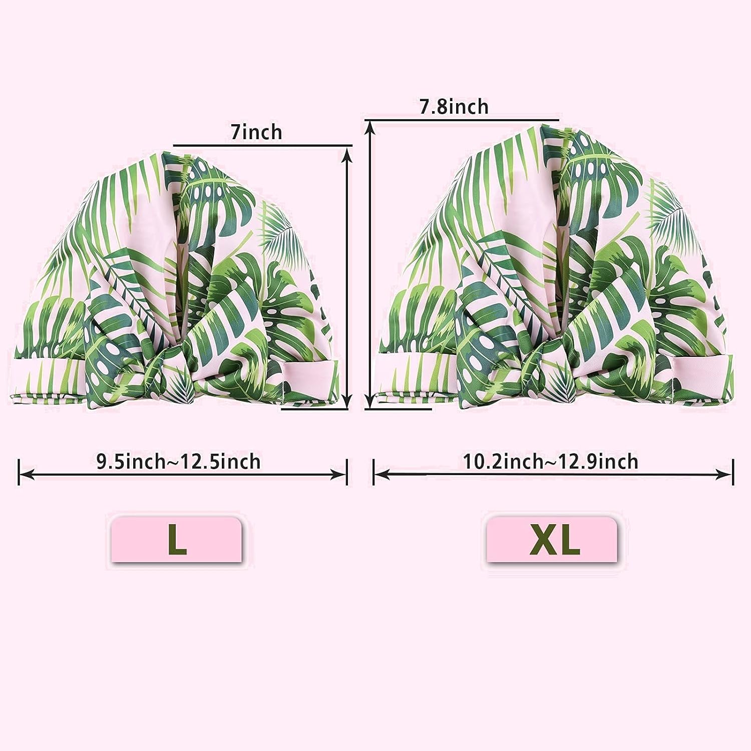 Shower Cap for Women Reusable Waterproof Bath Cap for Long Hair Cap for Shower Cute Extra Large Turban Shower Cap for Braids(Plantain Leaves)
