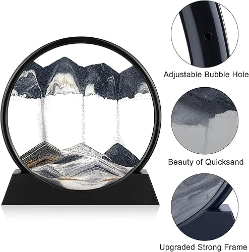 Miniatura 3 de rysnwsu Arte de arena dinámica 3D con movimiento líquido, imagen artística de arena en movimiento, imagen redonda de vidrio 3D de mar profundo