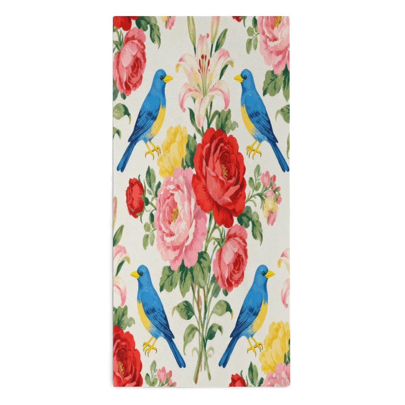 YUXBVKRS Blue & Yellow Floral Bird Hand Towels for Bathroom 14x29 Inch