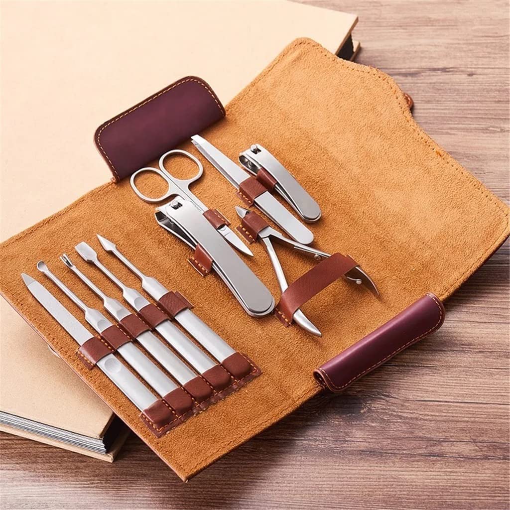 zestaw do manicure pedicure profesjonalny zestaw do pielęgnacji stóp Profesjonalny zestaw obcinaczy do paznokci ze stali nierdzewnej Zestaw narzędzi do manicure i pedicure paznokci (kolor: brązowy, ro