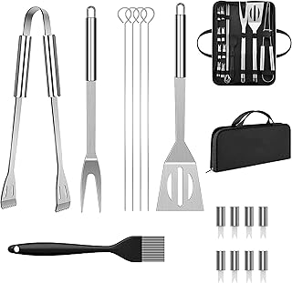 16 in 1 BBQ Grill Accessories Tools Set, Portable Case Stainless Steel Barbecue BBQ Set, Stainless Steel Grill Tools Set for Smoker,Camping, Kitchen,Outdoor Grilling Kit Barbecue Grill Utensils for Outdoor Campin